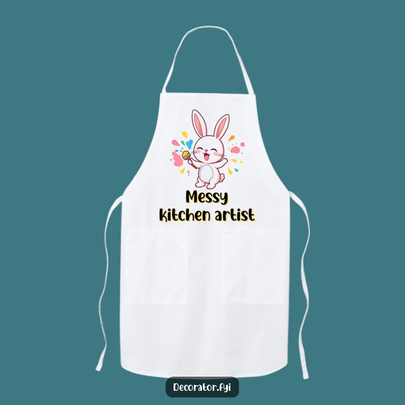 Funny Cute Bunny Painting Apron, Hilarious Artist Kitchen Gear, Colorful Bunny Chef Gift
