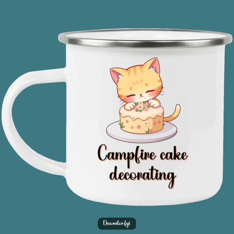 Funny Cat Cake Decorating Camping Mug: Sweet Sips for Cat Lovers