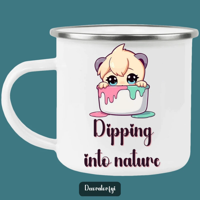 Funny Art Explorer Camping Mug: Curious Character & Paint Pot, Great Funny Gift