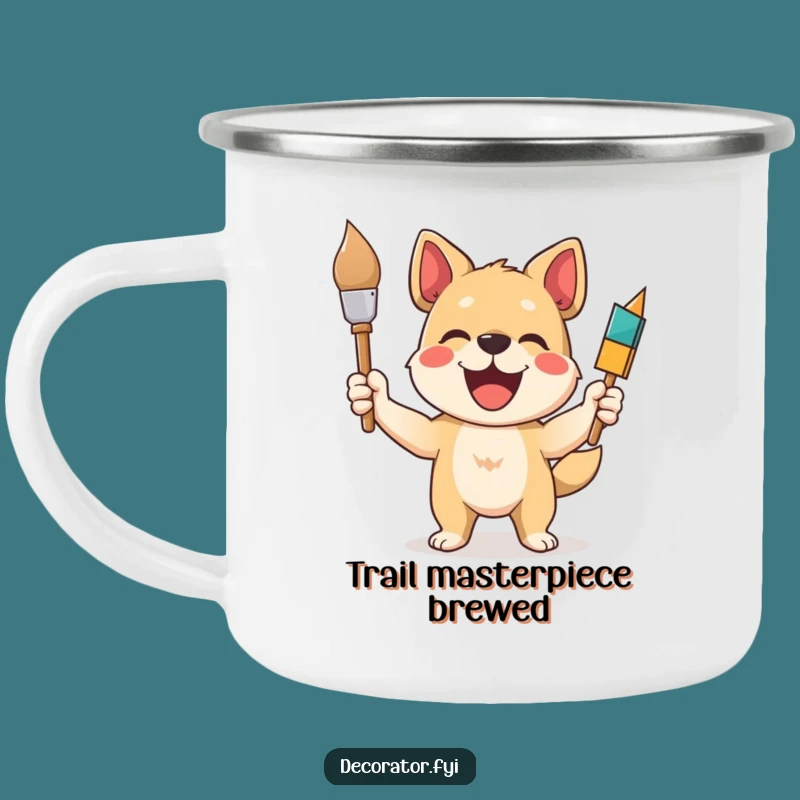 Funny Dog Painter Camping Mug: Enjoy Hot Drinks with Artistic Flair on the Go