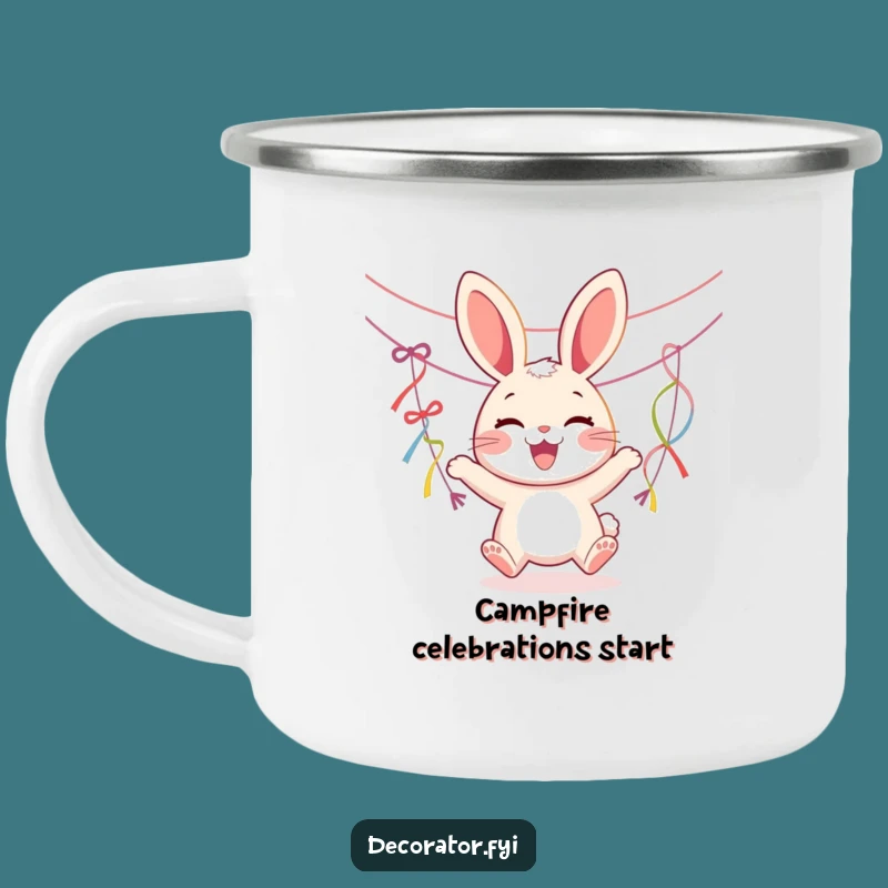 Funny Joyous Rabbit Streamers Camping Mug: Durable Party Cup, Great Funny Gift