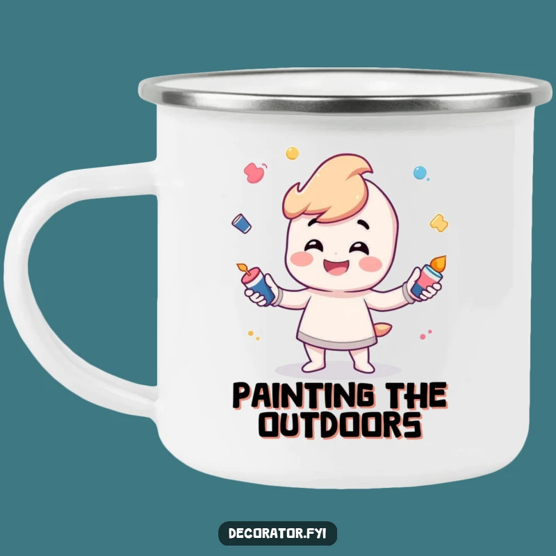 Funny Campfire Canvas Mug: Playful Juggler - Humorous Outdoor Gift for Artists!