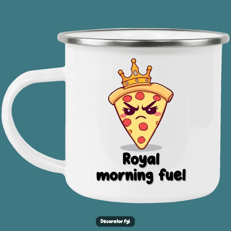 Funny Grumpy Pizza Crown Camping Mug: Hilarious Annoyed Outdoor Drinkware for Regal Adventures