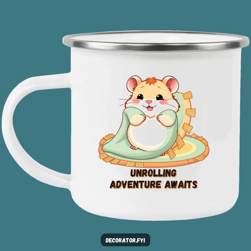 Funny Hamster Rug Camping Mug: Cozy Sips Outdoors