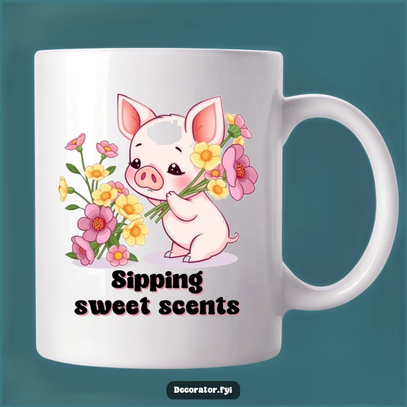Funny Piglet Flower Lover Mug: A Hilarious Gift for Gardeners and Cute Animal Fans!