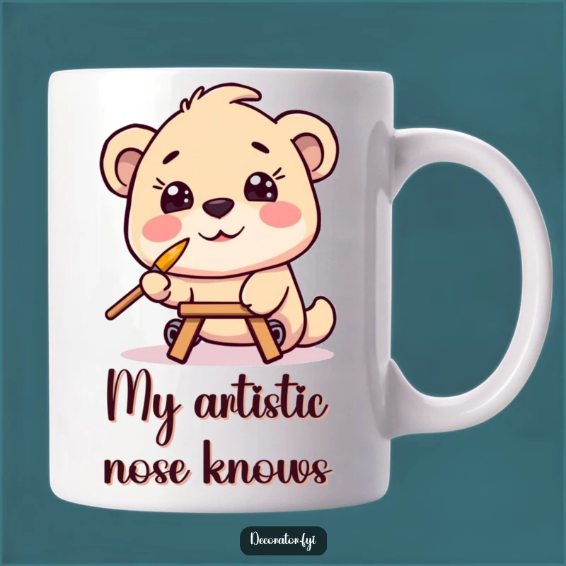 Funny Artist Mug: Smiling Painter Character Balancing Brush, A Perfect Funny Gift