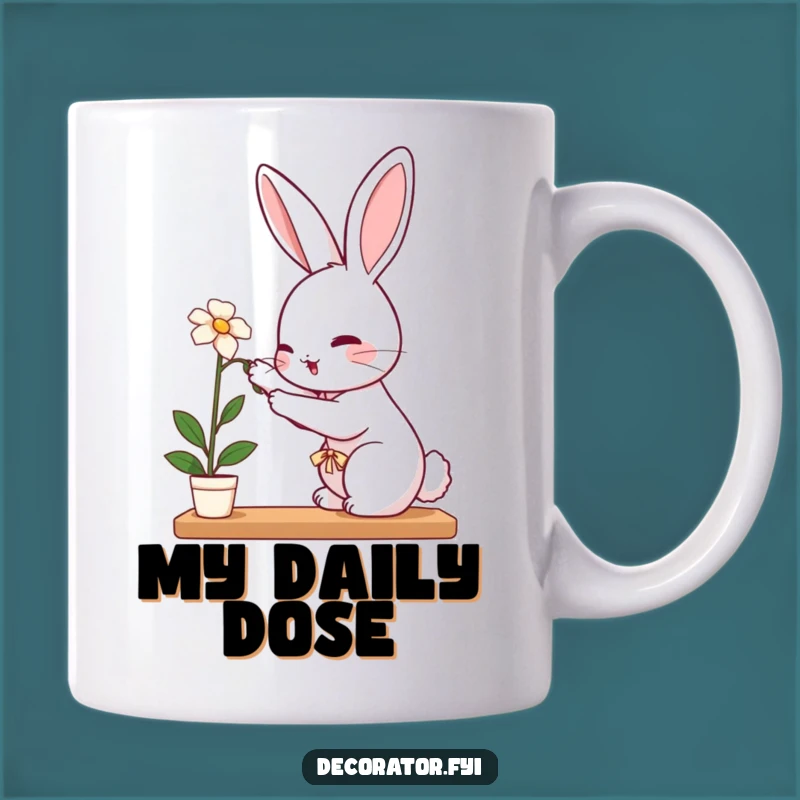 Funny Rabbit Mug Gift: Gentle Gardener Places Flower, Perfect Coffee Cup!