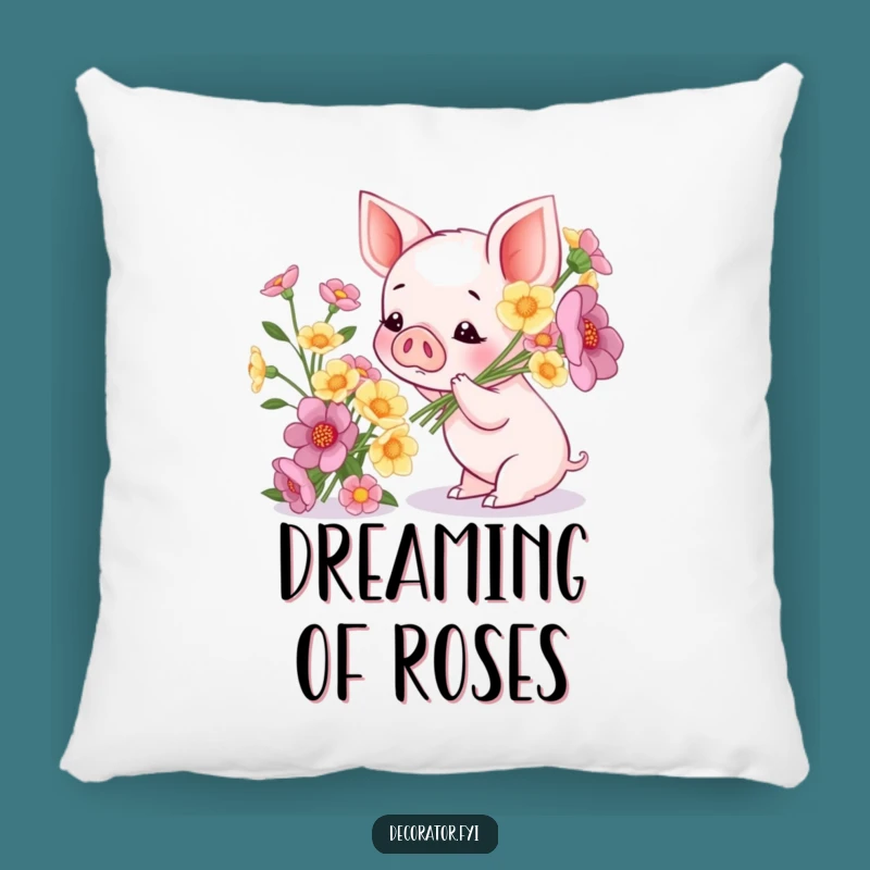 Funny Piglet Flower Pillow: Cozy Comfort with This Adorable Admirer!
