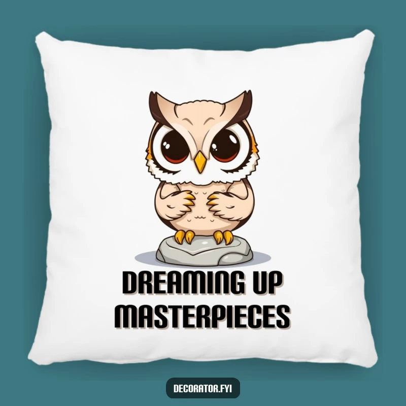 Funny Owl Statue Artist Pillow: Comfort Meets Comic Charm