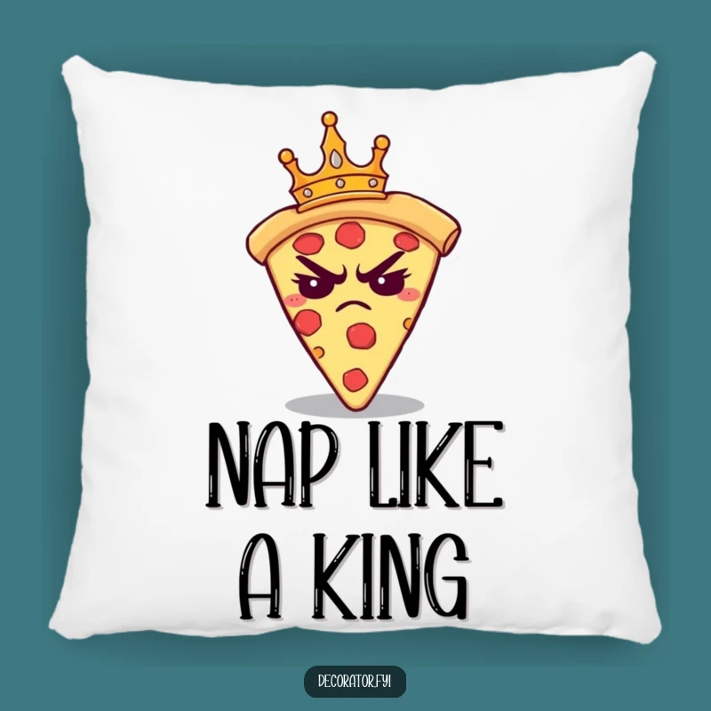 Funny Grumpy Pizza Crown Pillow: Cozy & Hilarious Annoyed Comfort for Regal Lounging