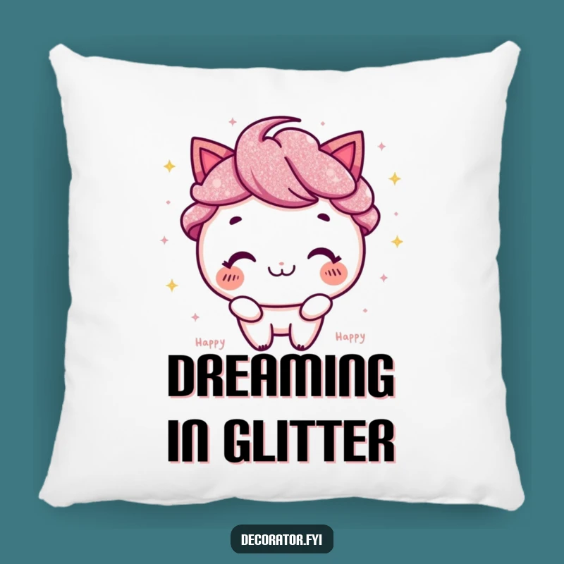 Funny Pillow: Happy Glitter Sprinkler, Comfy & Hilarious Accent for Cozy Spaces