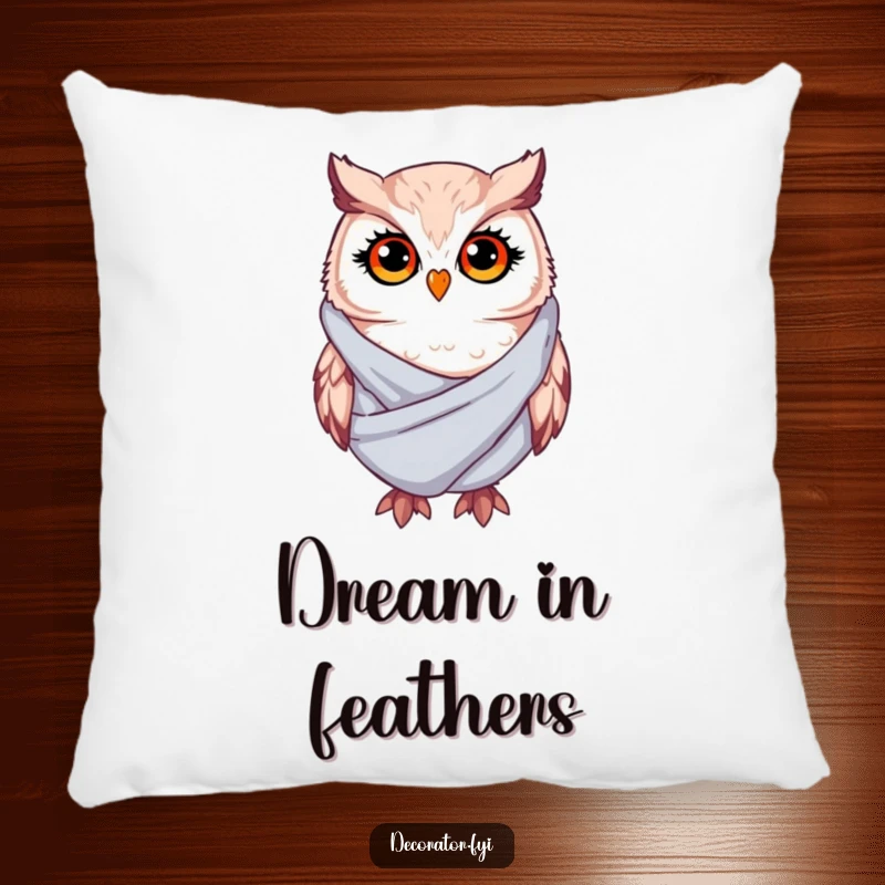 Funny Pillow: A whimsical owl with twinkling eyes drapes soft fabric, creating a humorous and plush decorative accent.