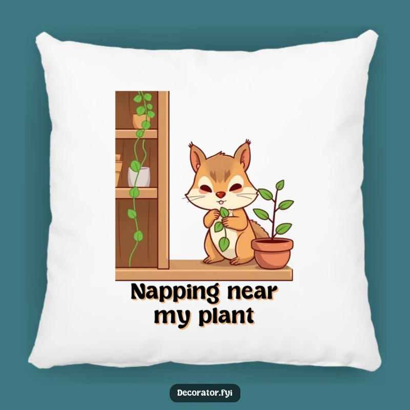 Funny Determined Squirrel Plant Pillow: Soft Gardener Comfort, Superb Funny Gift