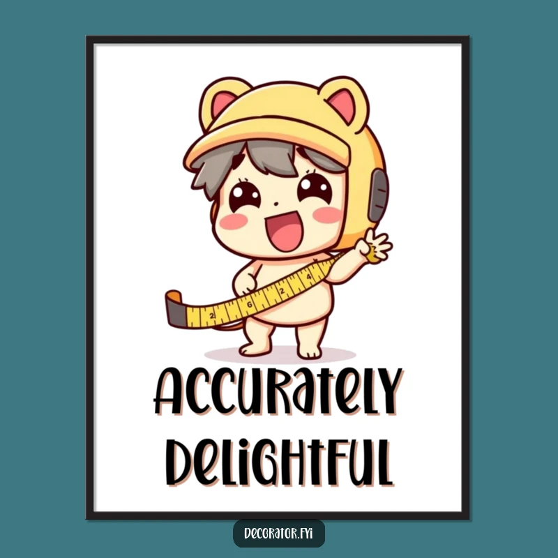Funny Tape Measure Art Print: Enthusiastic Character DIY Digital Gift