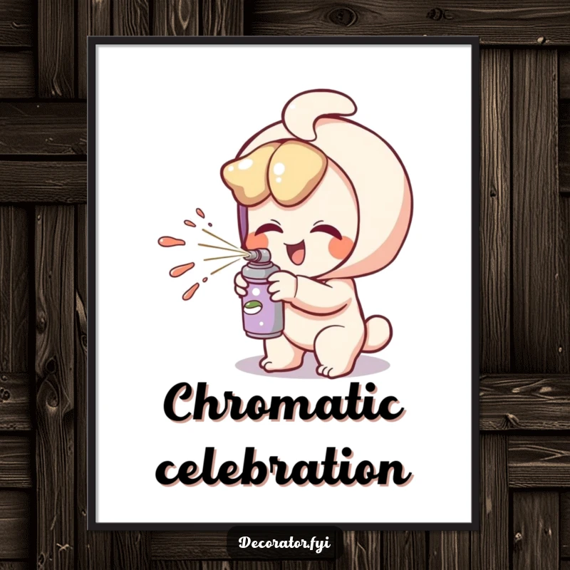 Funny digital art print showing a giggling character playfully spritzing paint, bringing instant artistic humor.