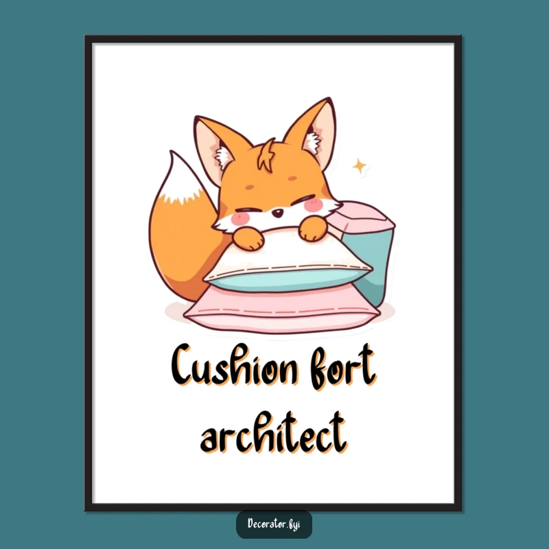Funny Mischievous Fox Cushions Digital Art: Instant Sly Download, Perfect Funny Gift