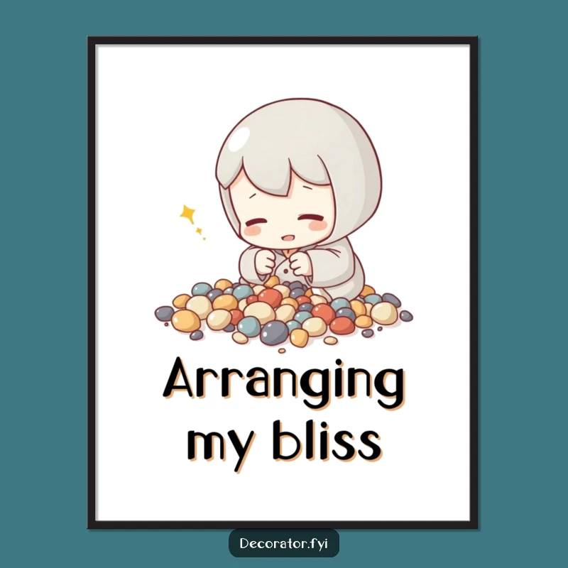 Funny Zen Gardener Stone Arrangement Digital Art: Instant Calm for Your Walls!