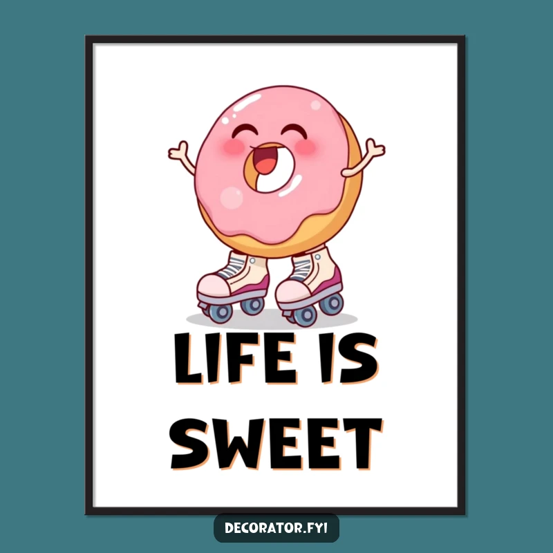 Funny Donut Roller Skate Digital Art: Hilarious Wobbly Treat Decor for Playful Spaces