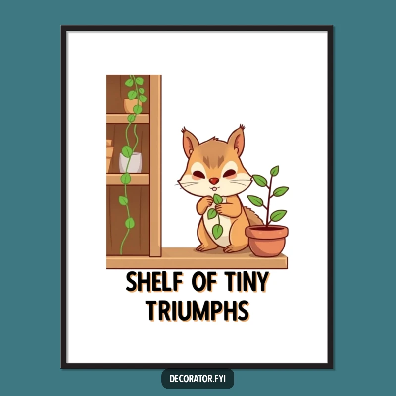 Funny Determined Squirrel Plant Digital Art: Instant Gardener Download, Perfect Funny Gift