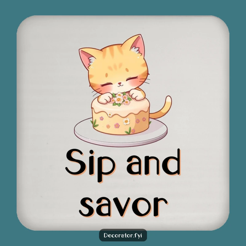 Funny Cat Cake Decorating Coaster: Protect Surfaces with Hilarious Sweetness