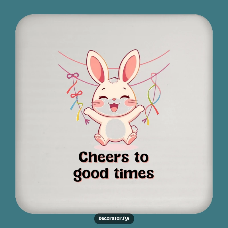 Funny Joyous Rabbit Streamers Coaster Set: Party Protection, Perfect Funny Gift