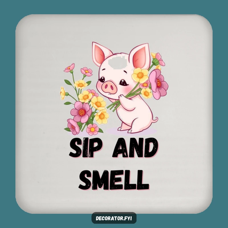 Funny Piglet Flower Coaster: Protect Surfaces with This Adorable Admirer!