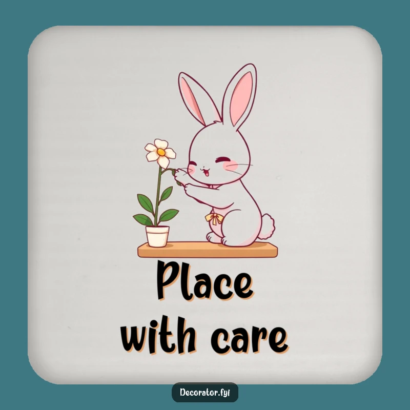 Funny Rabbit Coaster Set: Protect Surfaces with Hilarious Gardener Art!