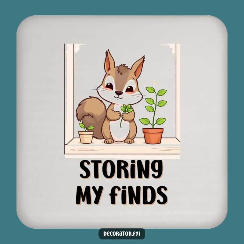 Funny Squirrel Gardener Coaster Set: Protect Surfaces with Hilarious Green Thumb Style!