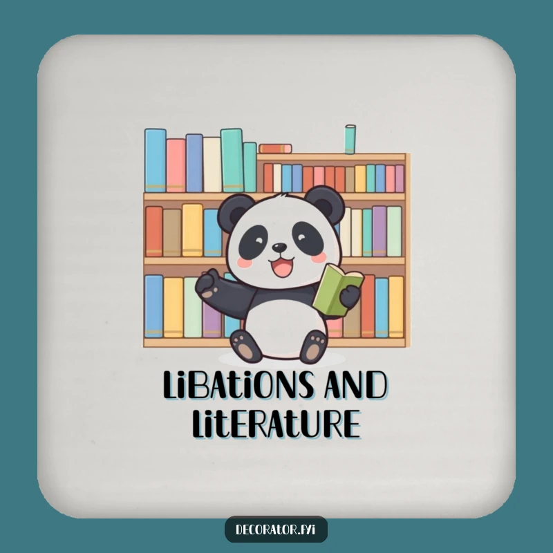 Funny Panda Book Lover Drink Coasters: Protect Your Furniture with Literary Humor