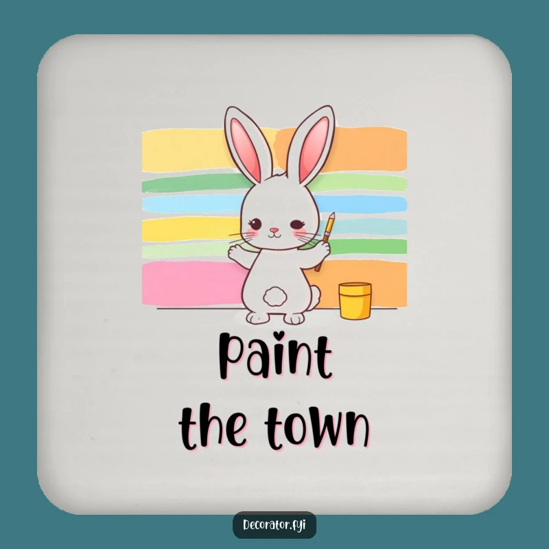 Funny Rabbit Painting Coaster: Protect Surfaces with This Hilarious Artist!