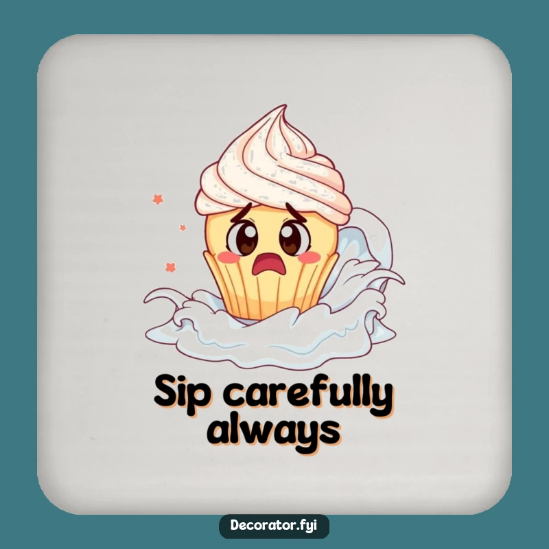 Funny Cupcake Tsunami Coasters: Protect Surfaces with Hilarious Art, Ideal Funny Gift