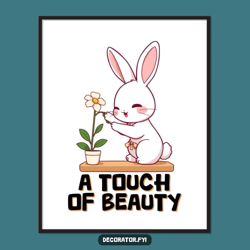 Funny Rabbit Poster: Hilarious Garden Art, a Comedic Rabbit Print!