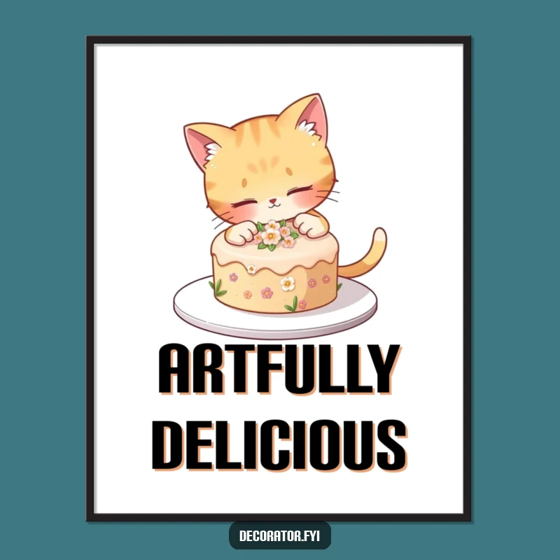 Funny Cat Cake Decorating Poster: Hilarious Art for Sweet Spaces