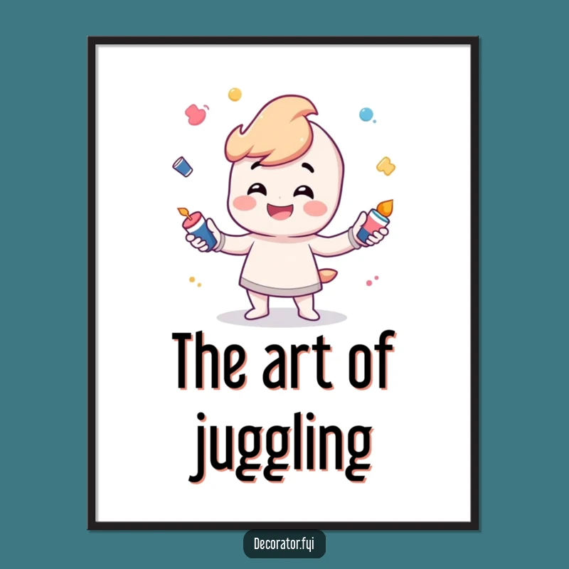 Funny Art in Action Poster: Playful Juggler - Humorous Wall Art, Perfect Gift!