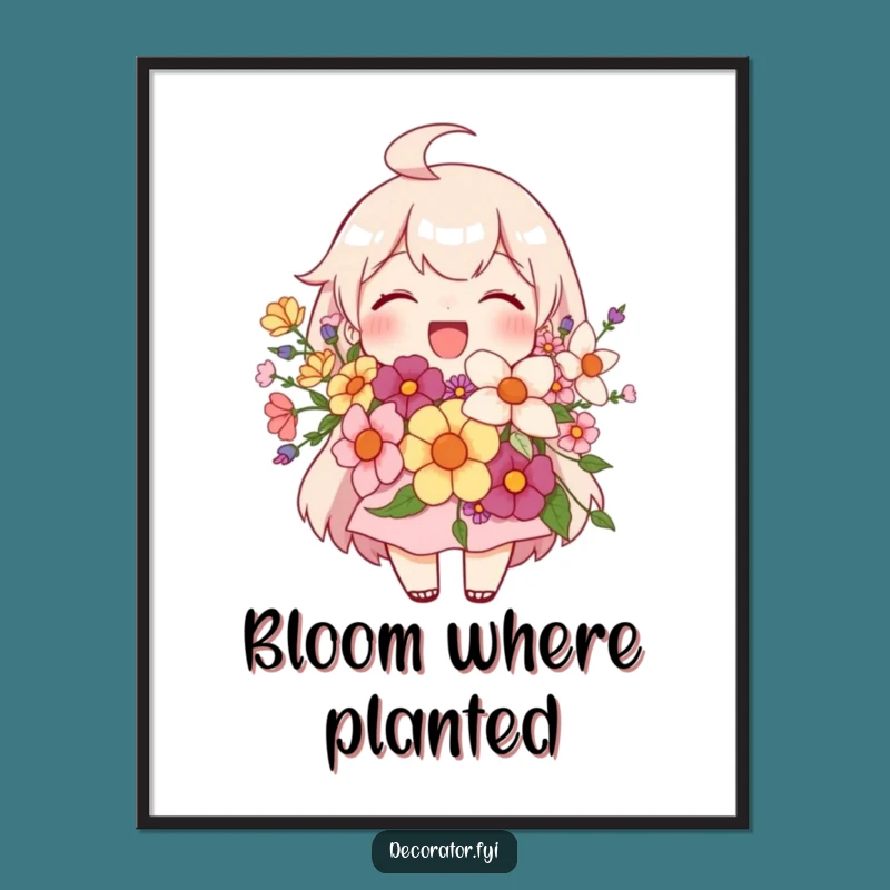 Funny Bloom Boss Floral Arrangement Poster: Wall Art That Radiates Joy!