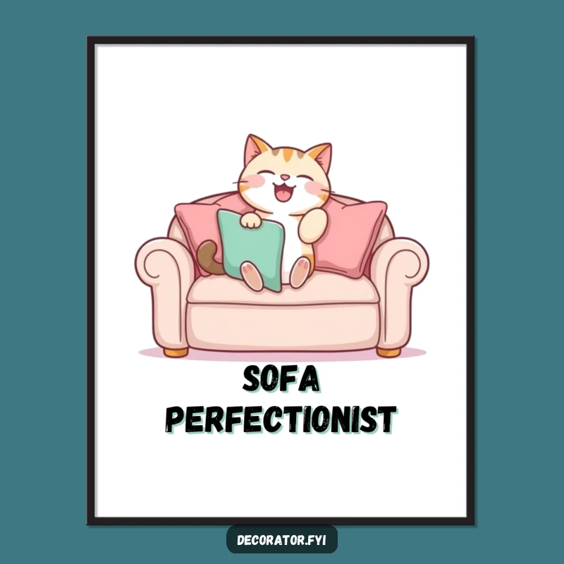 Funny Cat Sofa Poster: Hilarious Wall Art for a Cozy and Cheerful Home!