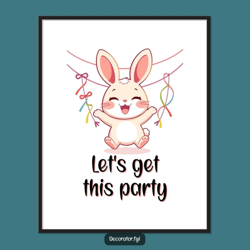 Funny Joyous Rabbit Streamers Poster: Vibrant Party Art, Awesome Funny Gift