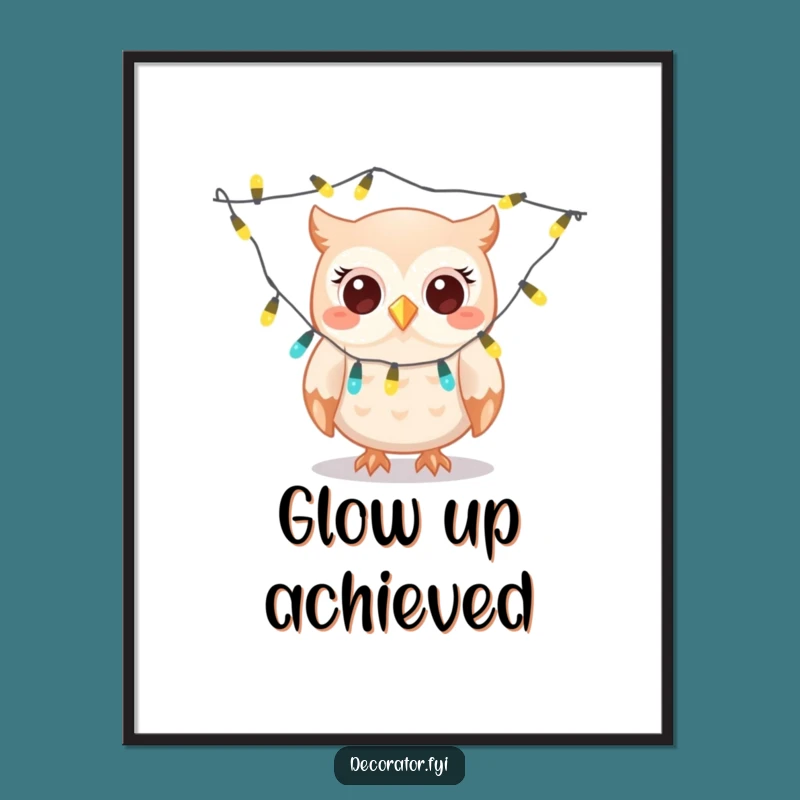 Funny Owl Decorator Poster: Giggling Lights & Festive Cheer for Your Walls!