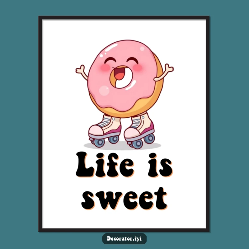 Funny Donut Roller Skate Poster: Hilarious Wobbly Treat Art for Playful Wall Decor