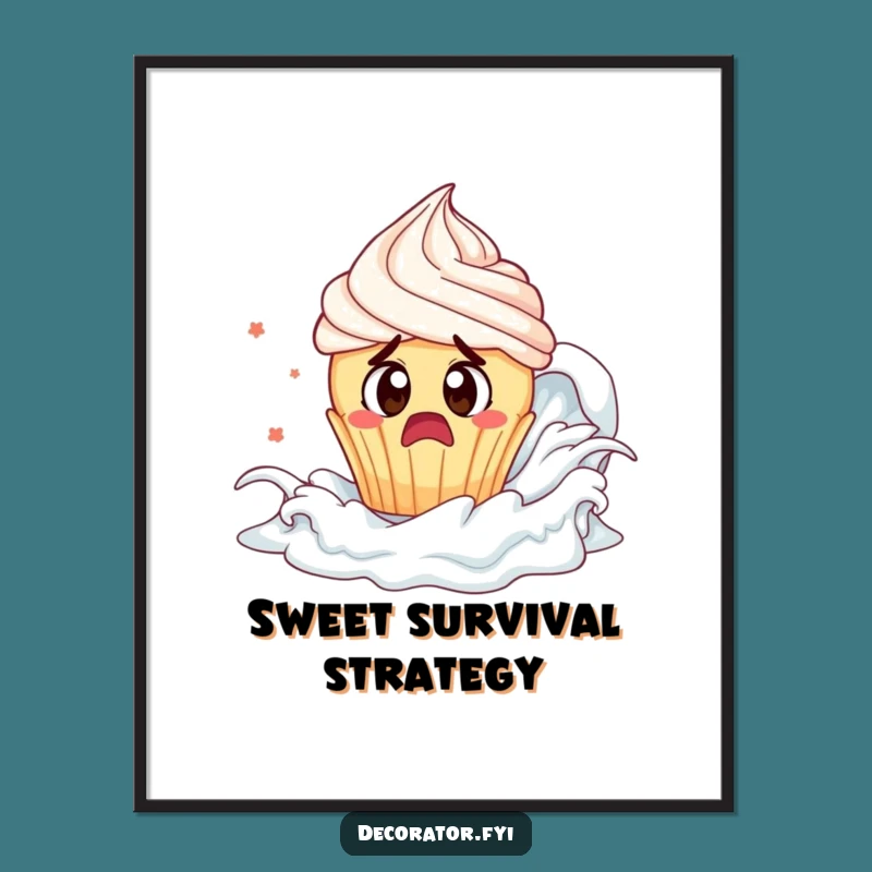 Funny Cupcake Tsunami Poster: Whimsical Dessert Art, Hilarious Kitchen Decor, Perfect Funny Gift