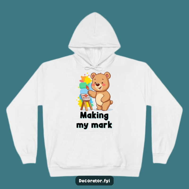 Funny Bear Hoodie: Cozy Up with This Happy Painter, Perfect Comedic Wear!