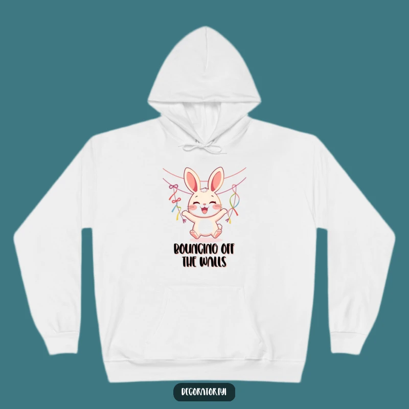 Funny Joyous Rabbit Streamers Hoodie: Cozy Party Apparel, Great Funny Gift