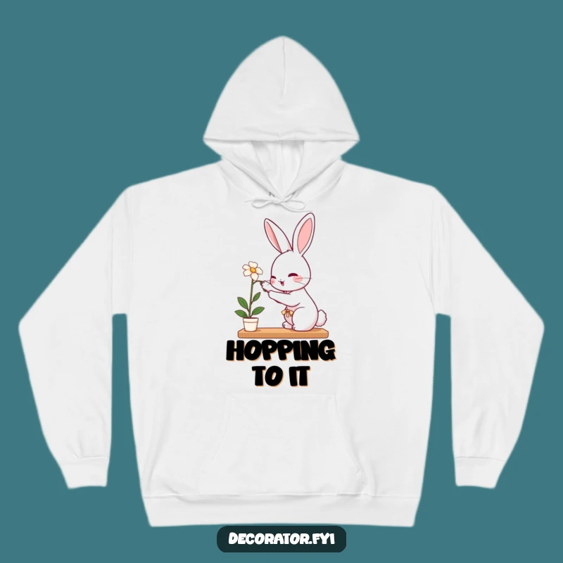 Funny Rabbit Hoodie: Cozy Up with This Gentle Gardener, Perfect Comedic Wear!