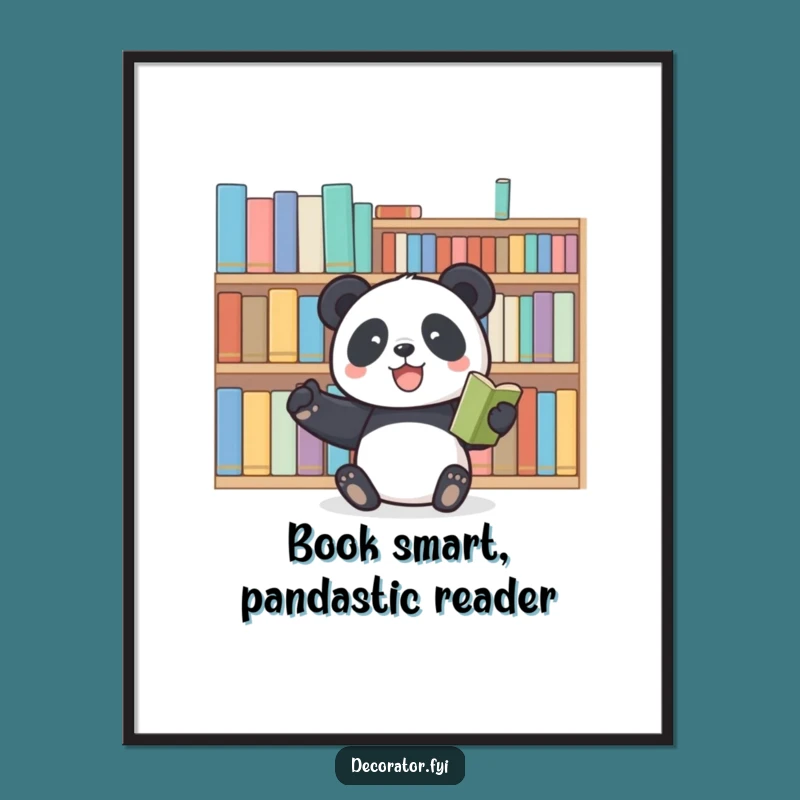Panda Book Lover Wall Art: Free Printable Art, Funny Decor, Downloadable Shelf Decor