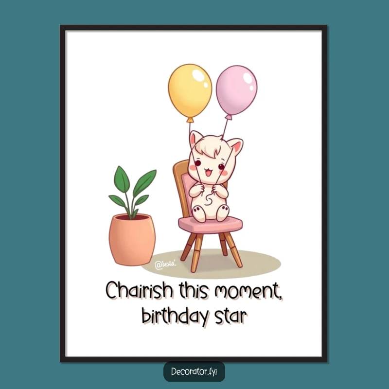 Funny Free Printable Wall Art: Mischievous Balloon Chair Prank - Quirky Downloadable Decor