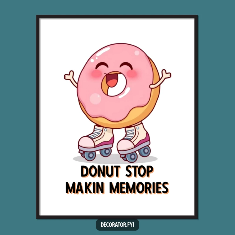 Free Printable Donut Wall Art: Funny Skate Wobble Downloadable Decor