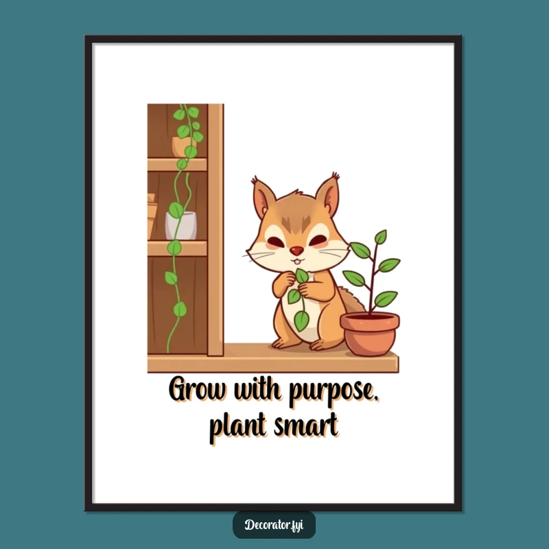 Free Printable Funny Squirrel Plant Wall Art - Nurturing Downloadable Decor for Green Thumbs