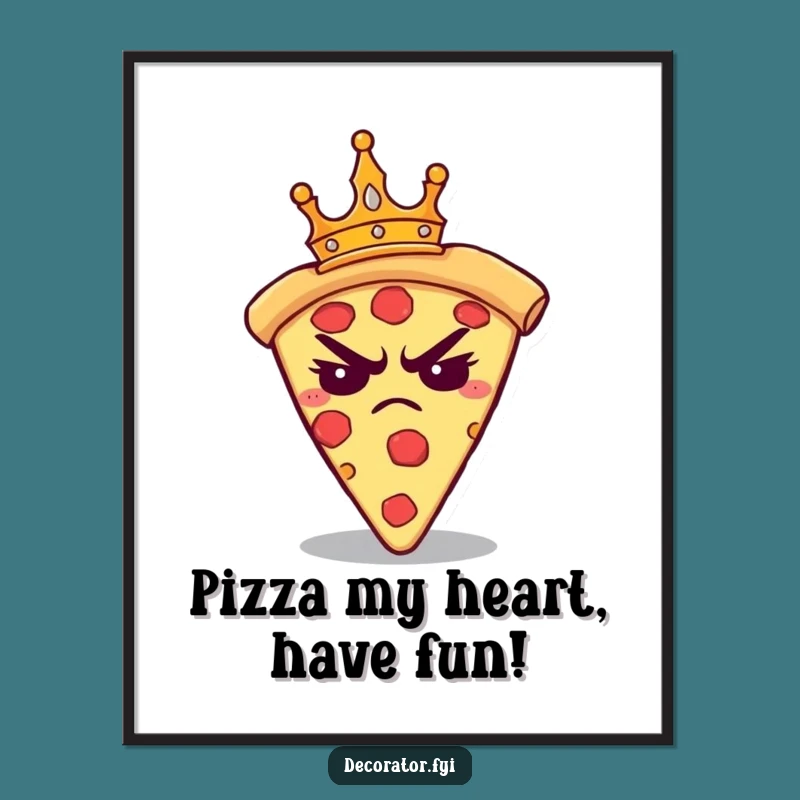 Free Printable Grumpy Pizza Wall Art: Funny Royal Mood Downloadable Decor