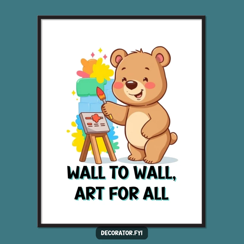 Funny Free Printable Wall Art: Bear's Vibrant Mural For Artistic Decor
