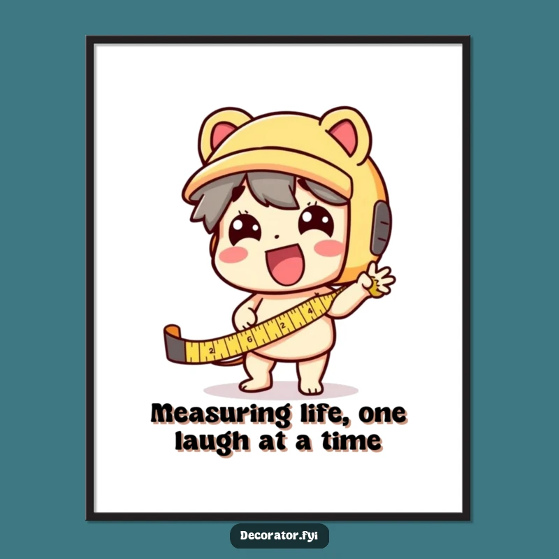 Funny Free Printable Wall Art: Enthusiastic Tape Measure Character, Quirky Decor